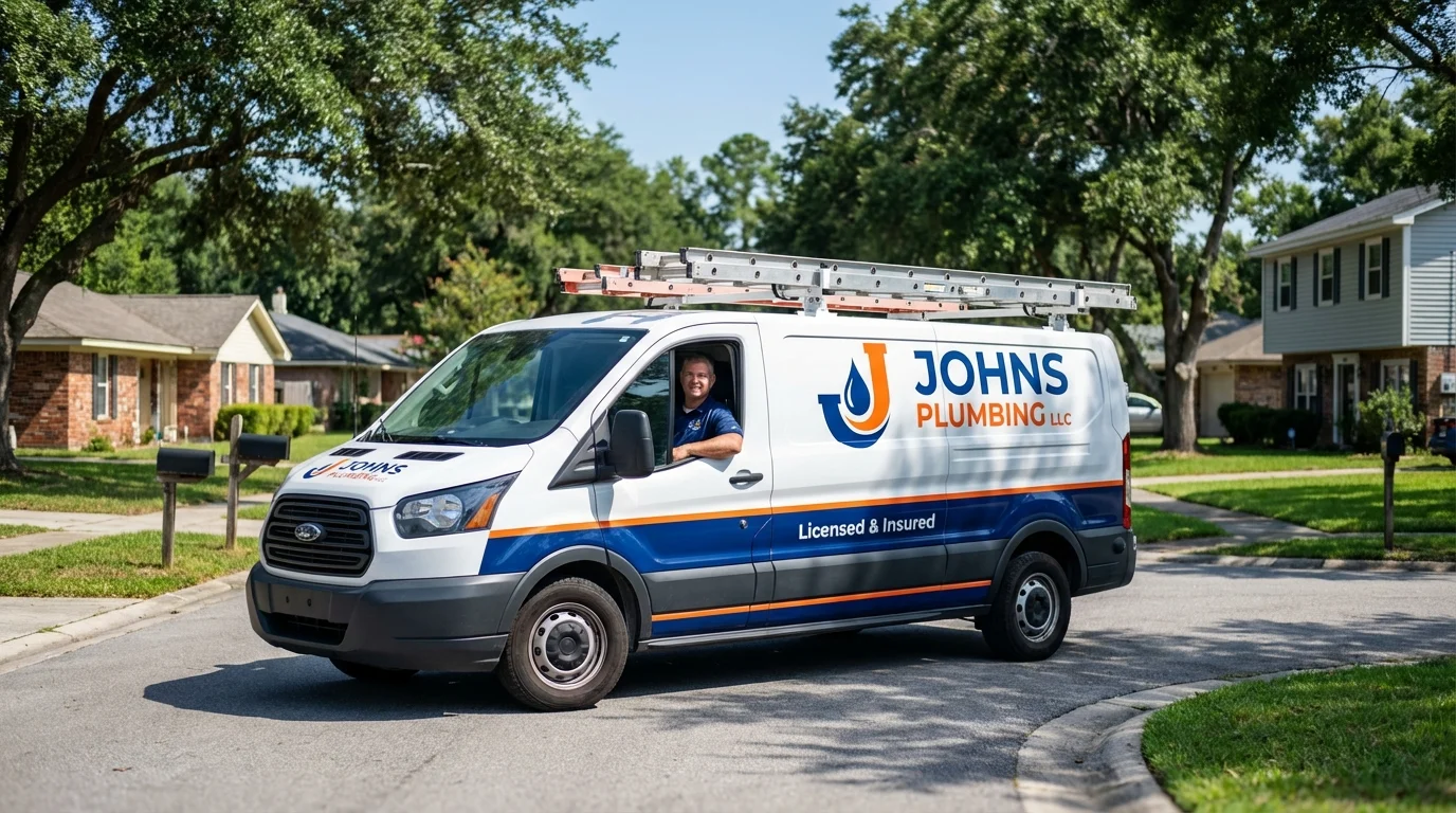 Johns Plumbing LLC service van in Skowhegan, ME
