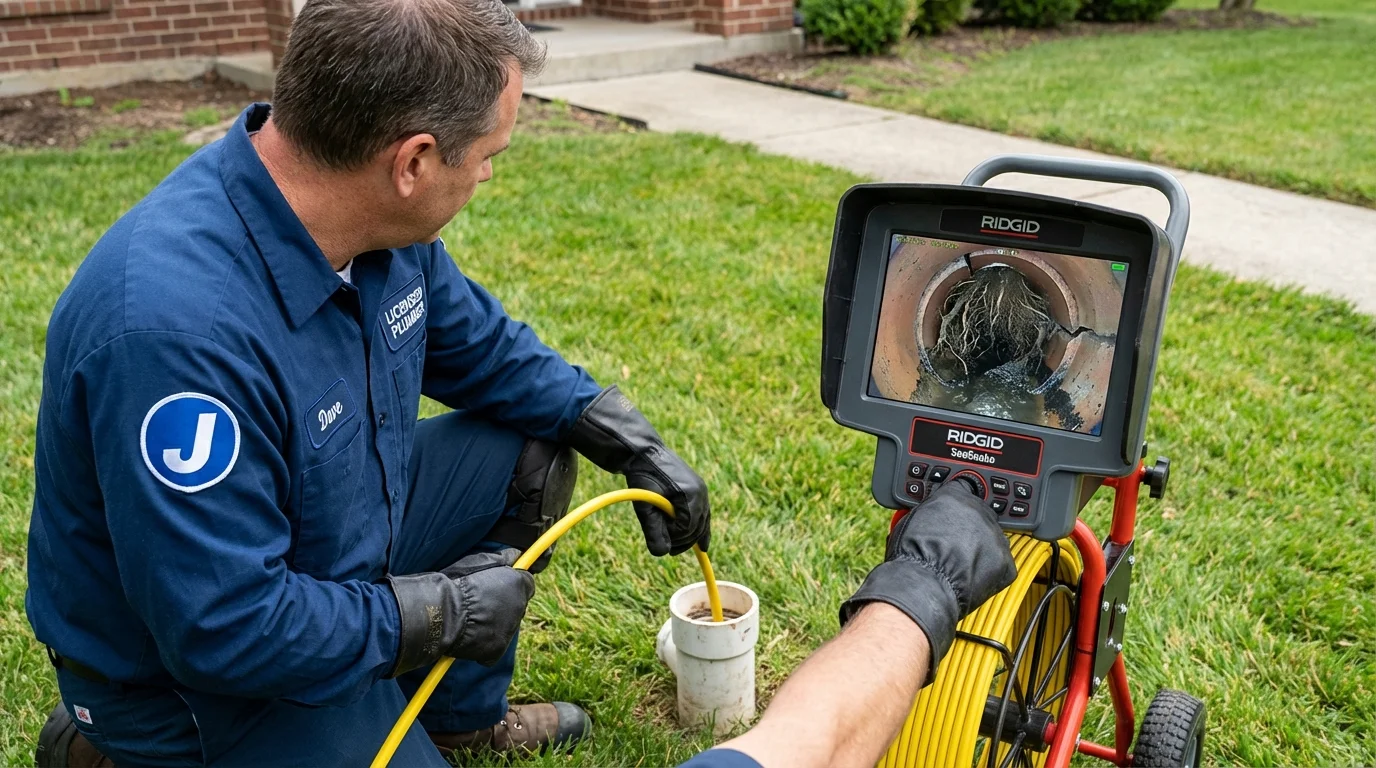Sewer camera inspection being performed by Johns Plumbing LLC in Skowhegan